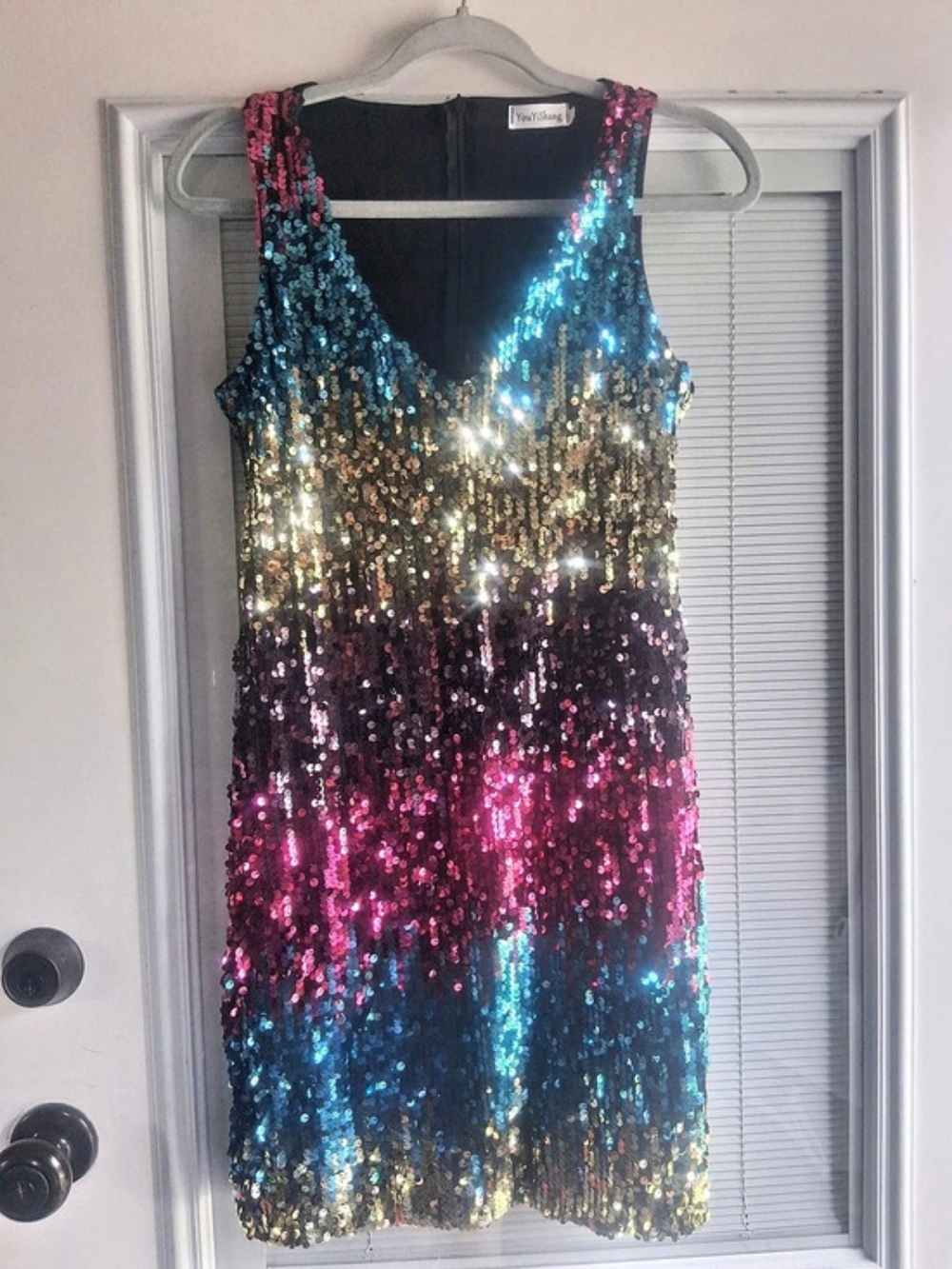 YouYiShang Sequin Mini Dress in Black & Blue Like New